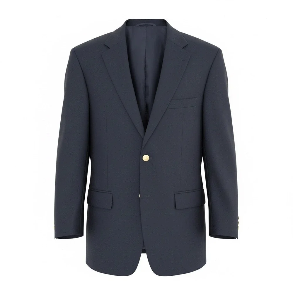 Jos‎ A Bank Travelers Mens Wool Navy Blue Blazer 41R Gold Crest Buttons Tailored